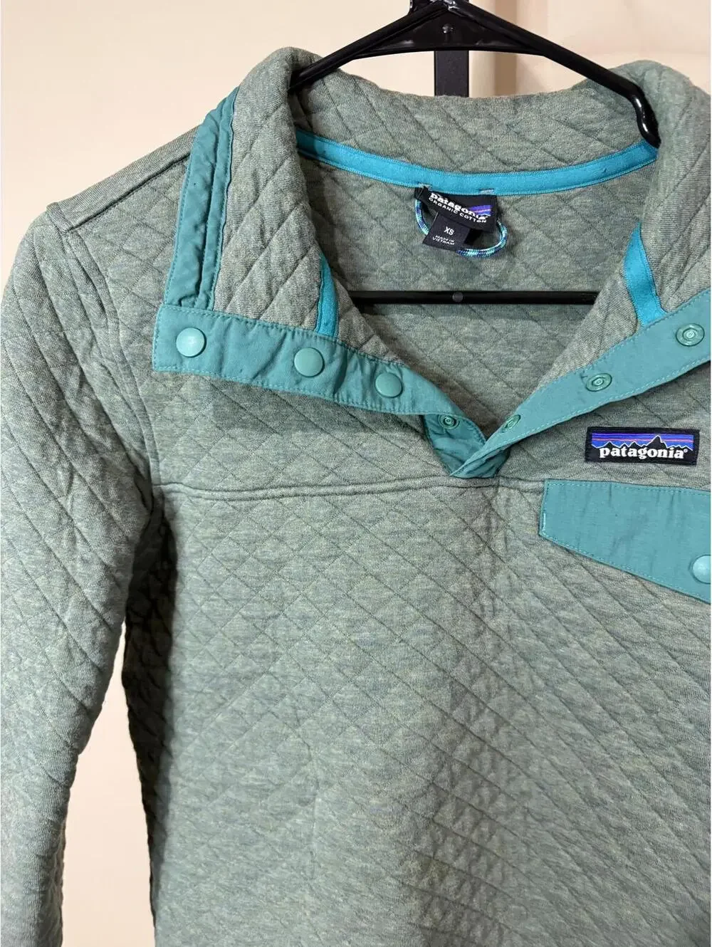 Patagonia Women's Green XS Quilted Pullover Jacket Organic Cotton